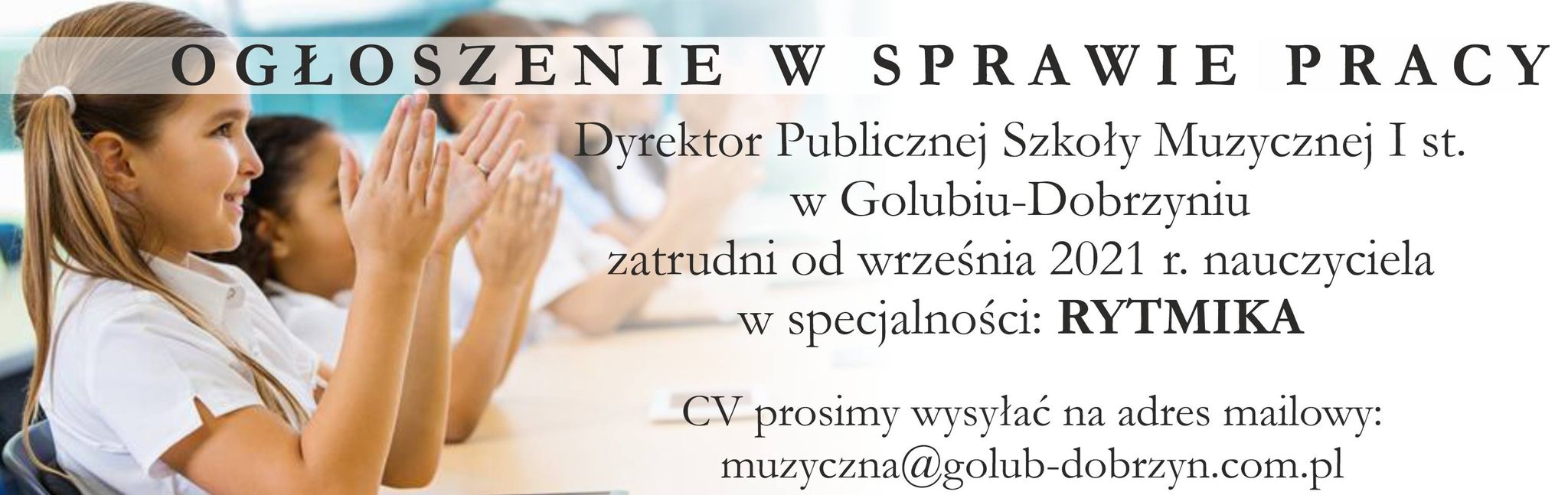ogłoszenie w sprawie pracy nauczyciela rytmiki